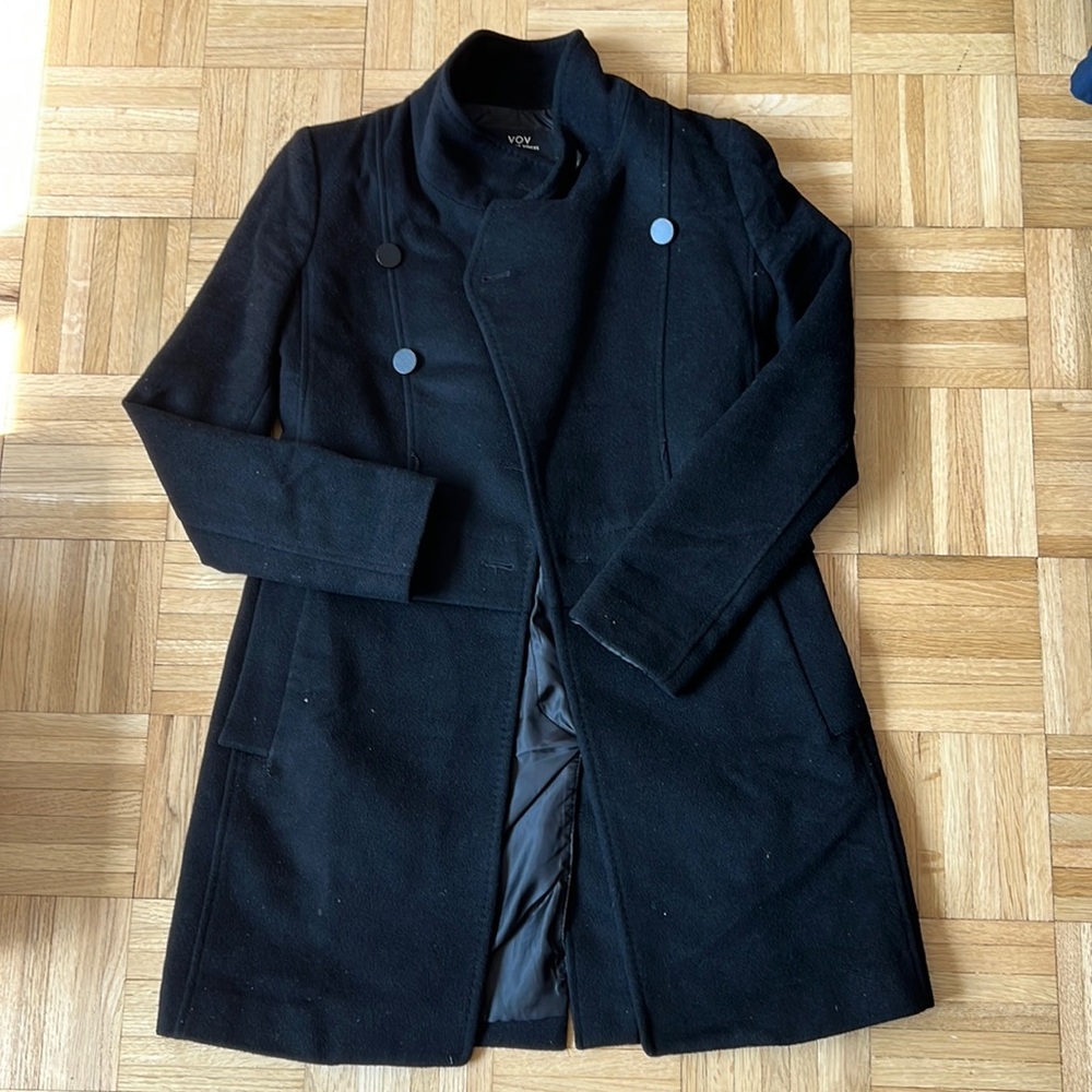 mid length peacoat size xs black